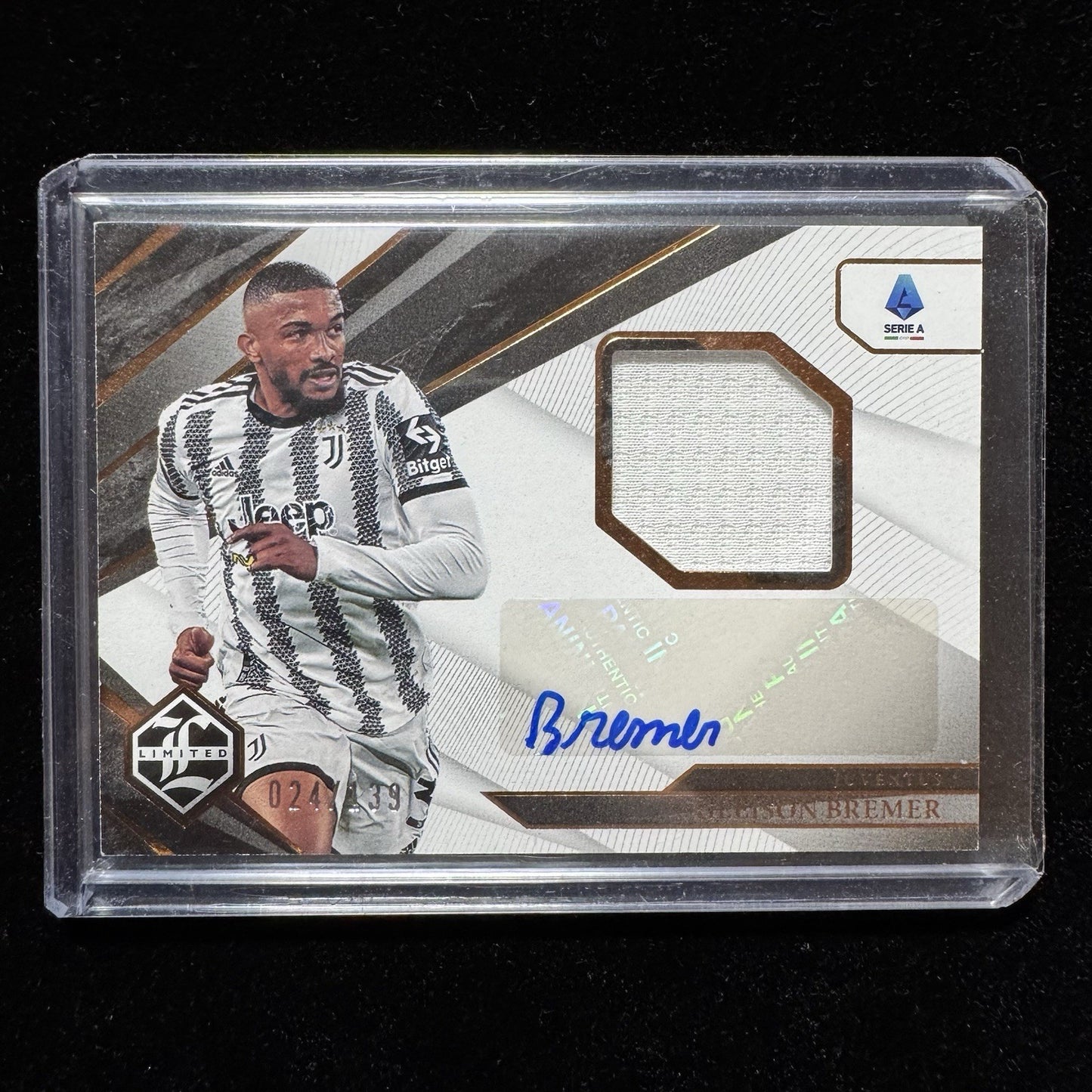 Gleison Bremer Match Worn Patch Auto Panini Chronicles Juventus Numbered /139