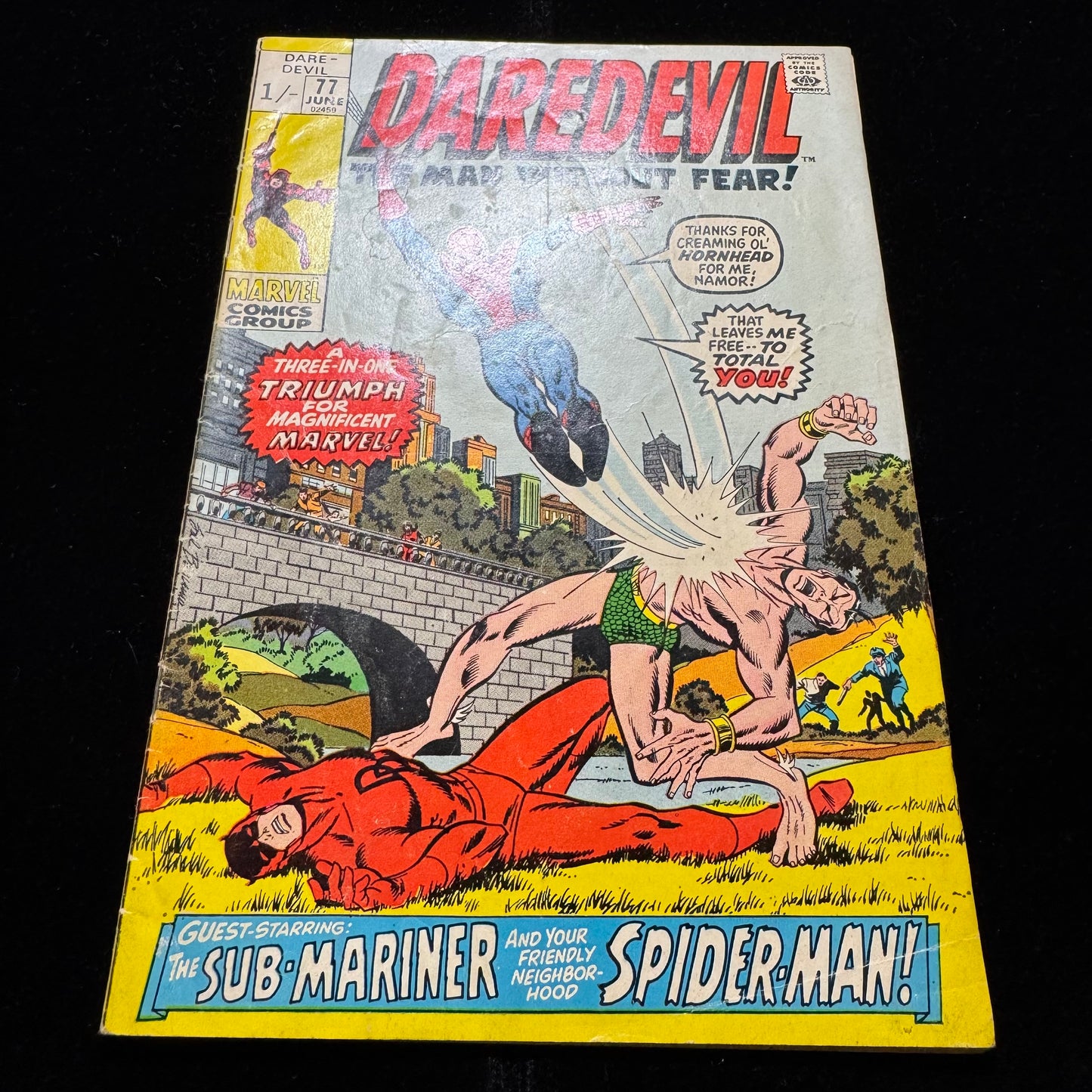 Daredevil 77 - Featuring Spider-Man & Namor - Bronze Age Marvel Comics 1971
