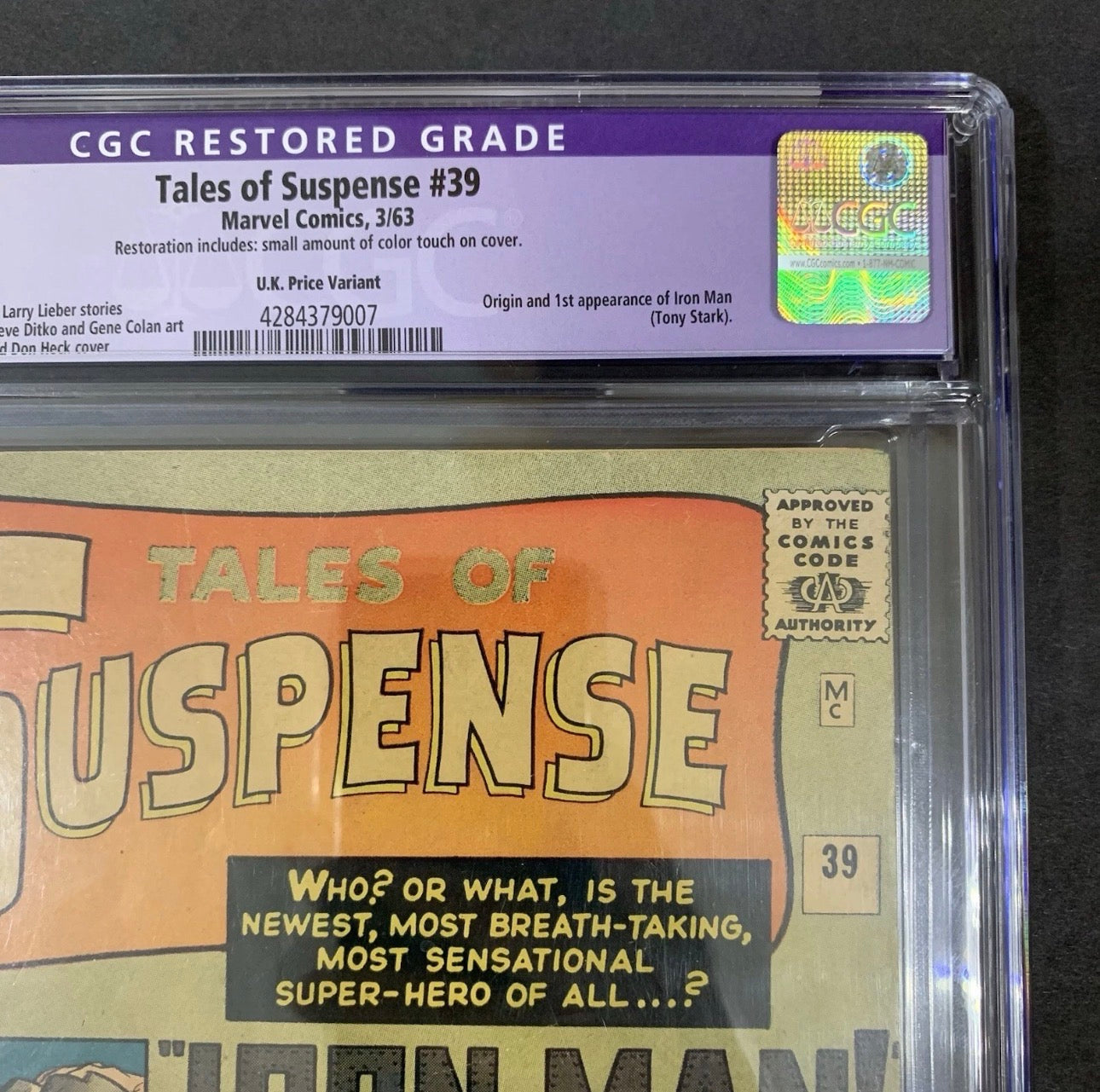 Tales Of Suspense 39/ CGC 5.0 Restored (purple Label)/ Marvel Comics 1963