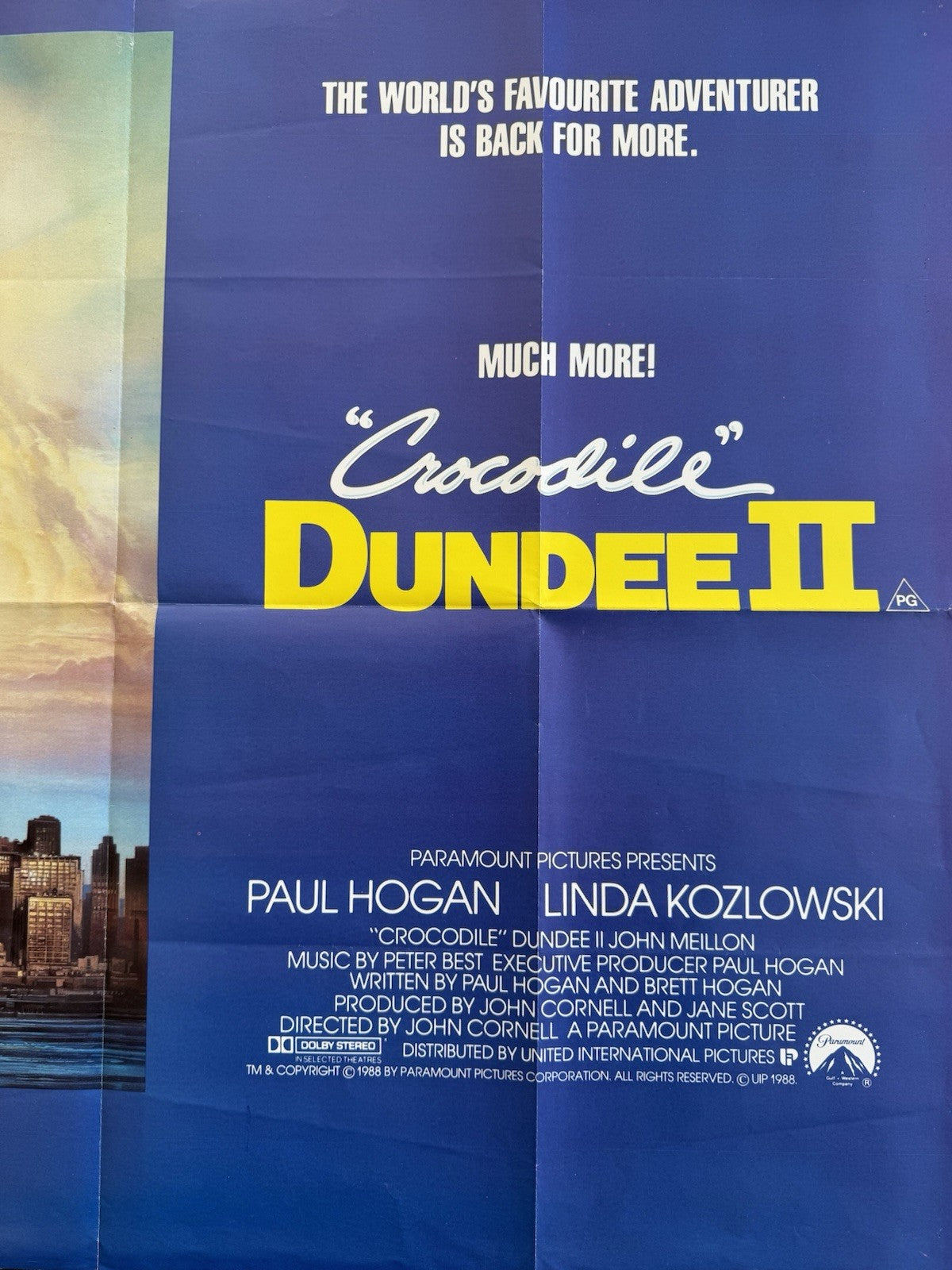 Crocodile Dundee II 1988 Original UK Quad Poster - Folded - Vintage Poster
