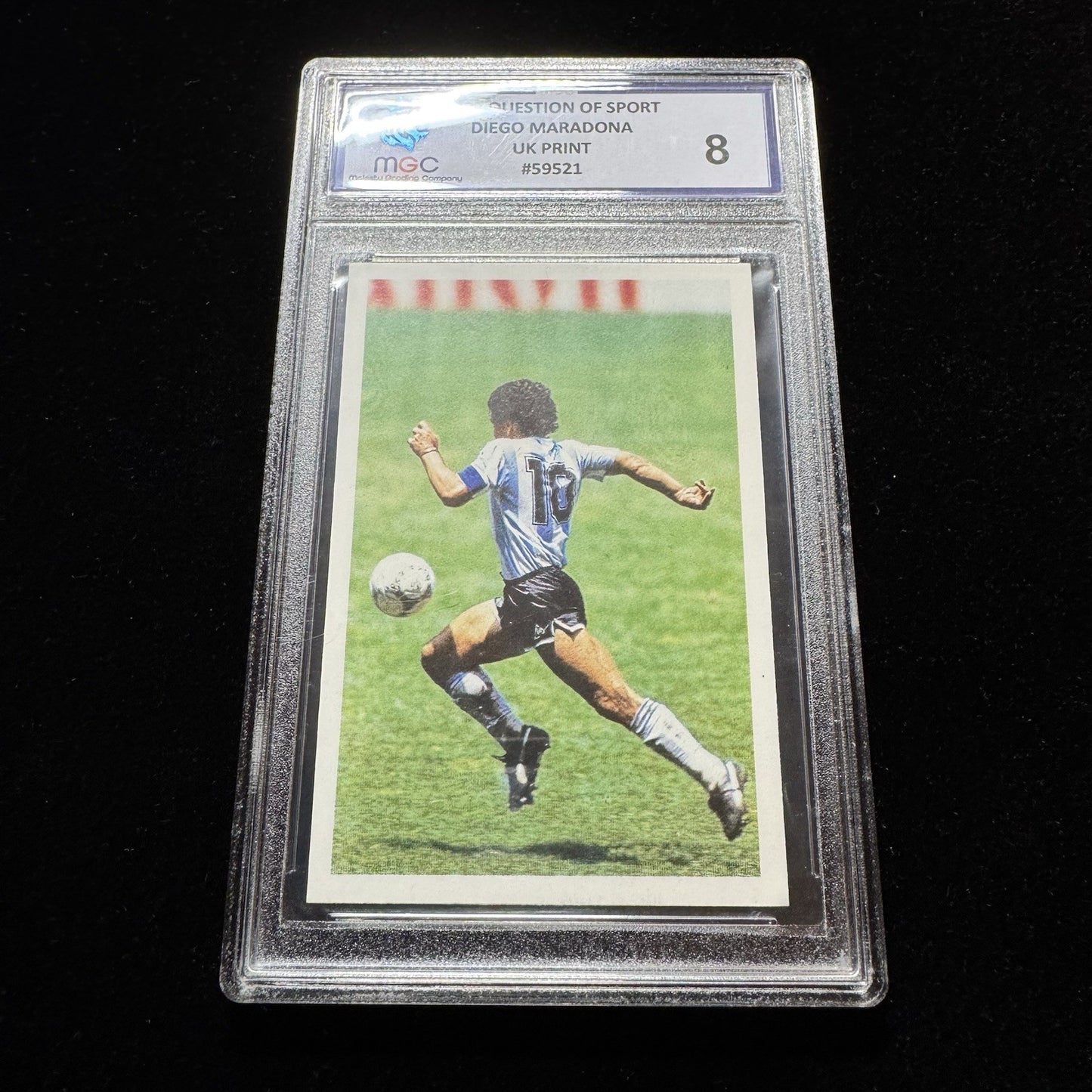 1987 Question of Sport Diego Maradona UK PrintMGC 8 Graded Card