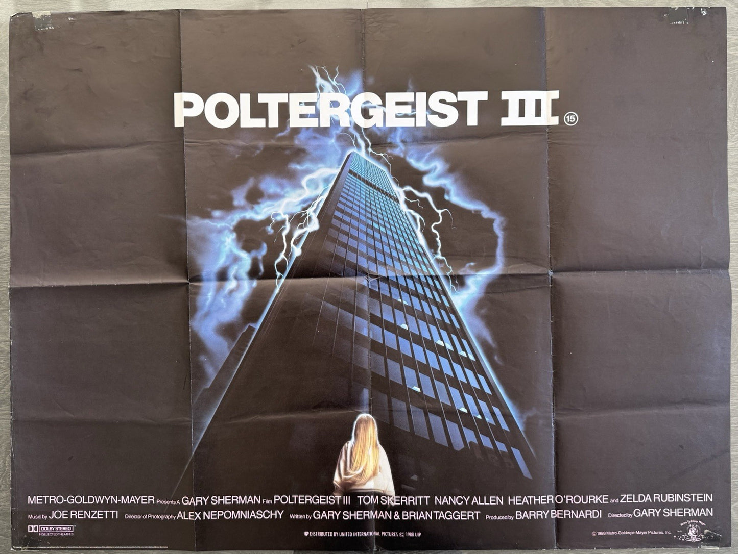 Poltergeist III 1988 - Original UK Quad Poster - Horror Classic - Folded