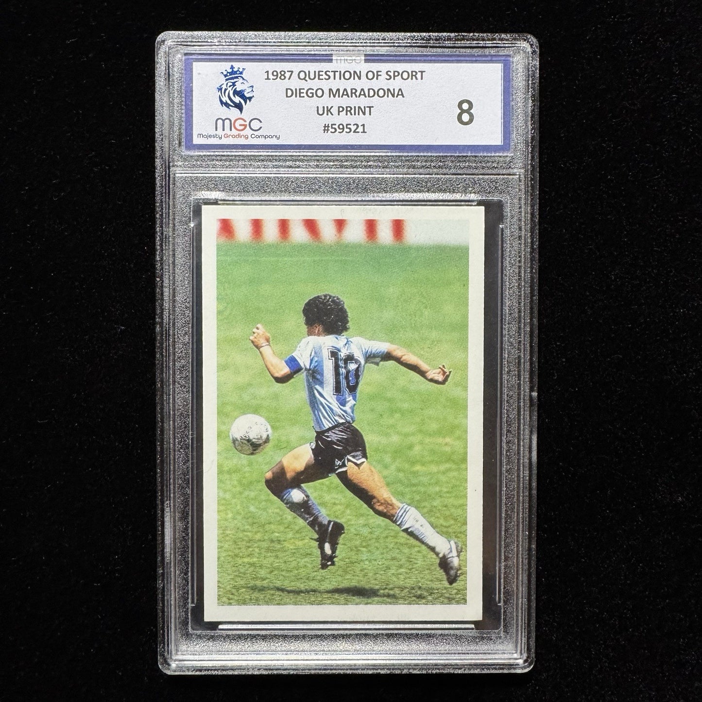 1987 Question of Sport Diego Maradona UK PrintMGC 8 Graded Card