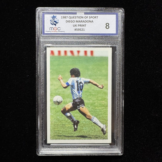 1987 Question of Sport Diego Maradona UK PrintMGC 8 Graded Card