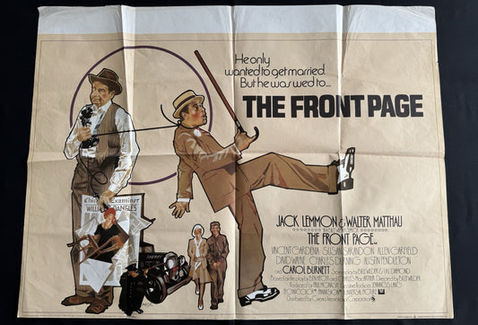 The Front Page 1974 - Original UK Quad Cinema Poster - Billy Wilder - Folded