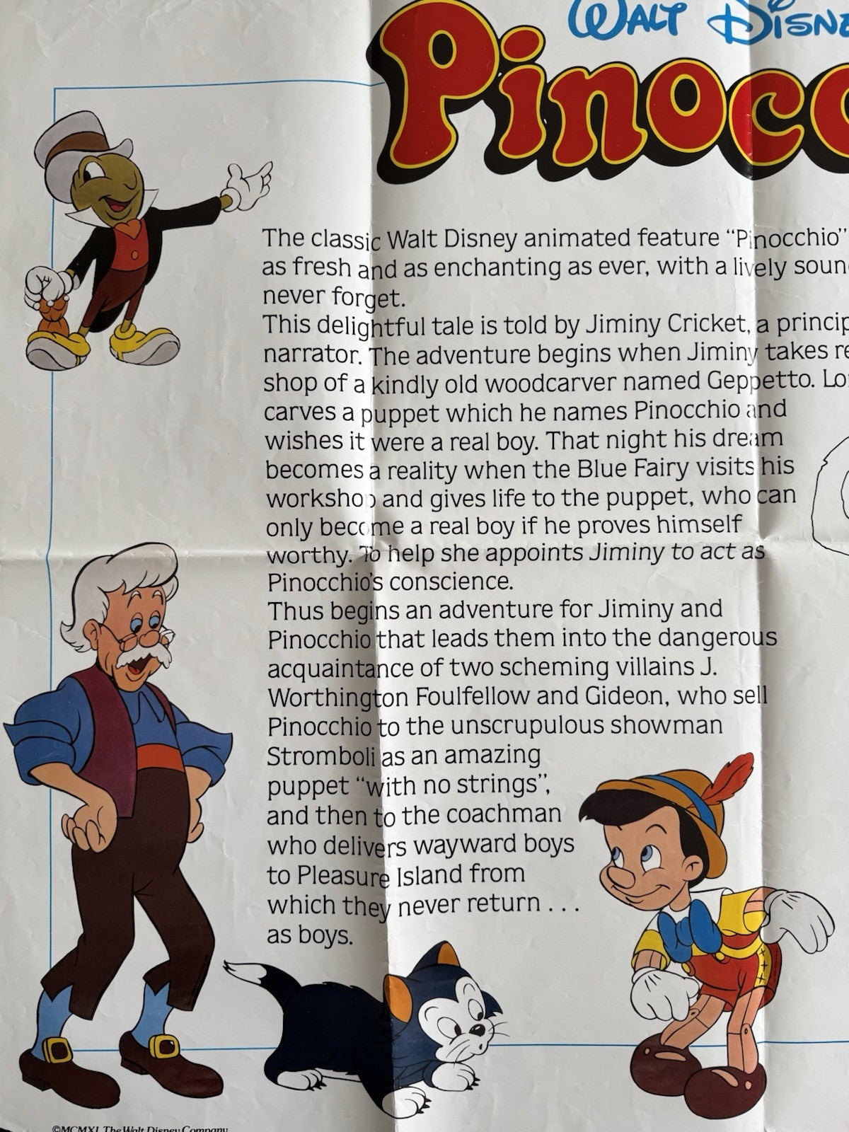 Walt Disney's Pinocchio and Gummi Bears 1986 - Original UK Quad Cinema Poster
