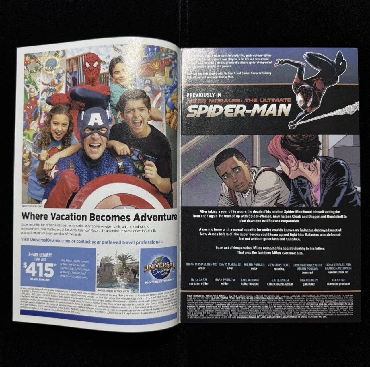 Miles Morales: Ultimate Spider-Man 1 - Modern Age Marvel Comics 2014