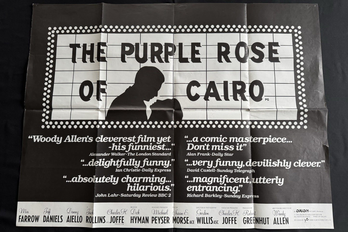 The Purple Rose of Cairo 1985 - Original UK Quad Cinema Poster - Folded