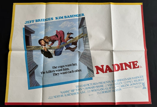 Nadine 1987 - Original UK Quad Cinema Poster - Jeff Bridges - Folded