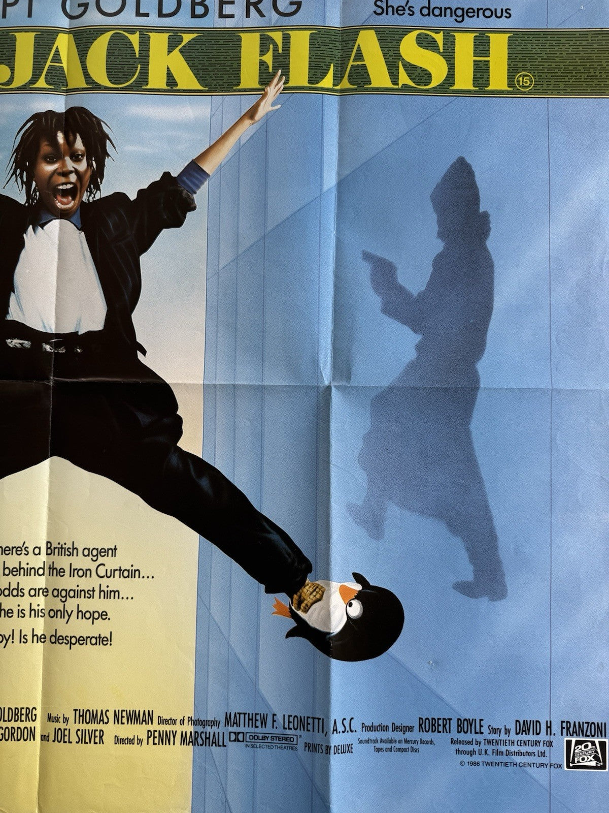 Jumpin’ Jack Flash 1986 - Original UK Quad Poster – Whoopi Goldberg – Folded