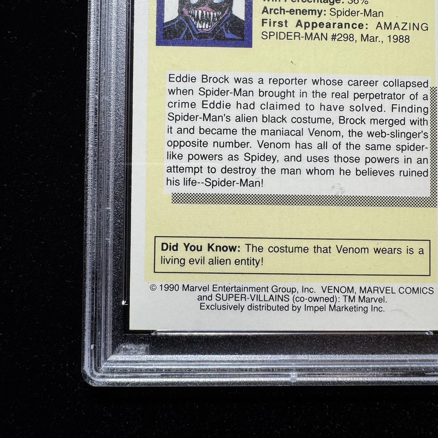 Venom #73 PSA 10 1990 Marvel Universe Impel Trading Card GEM MINT