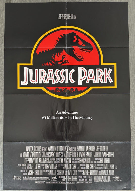 Jurassic Park 1993 - Original US One Sheet Movie Poster Steven Spielberg Folded