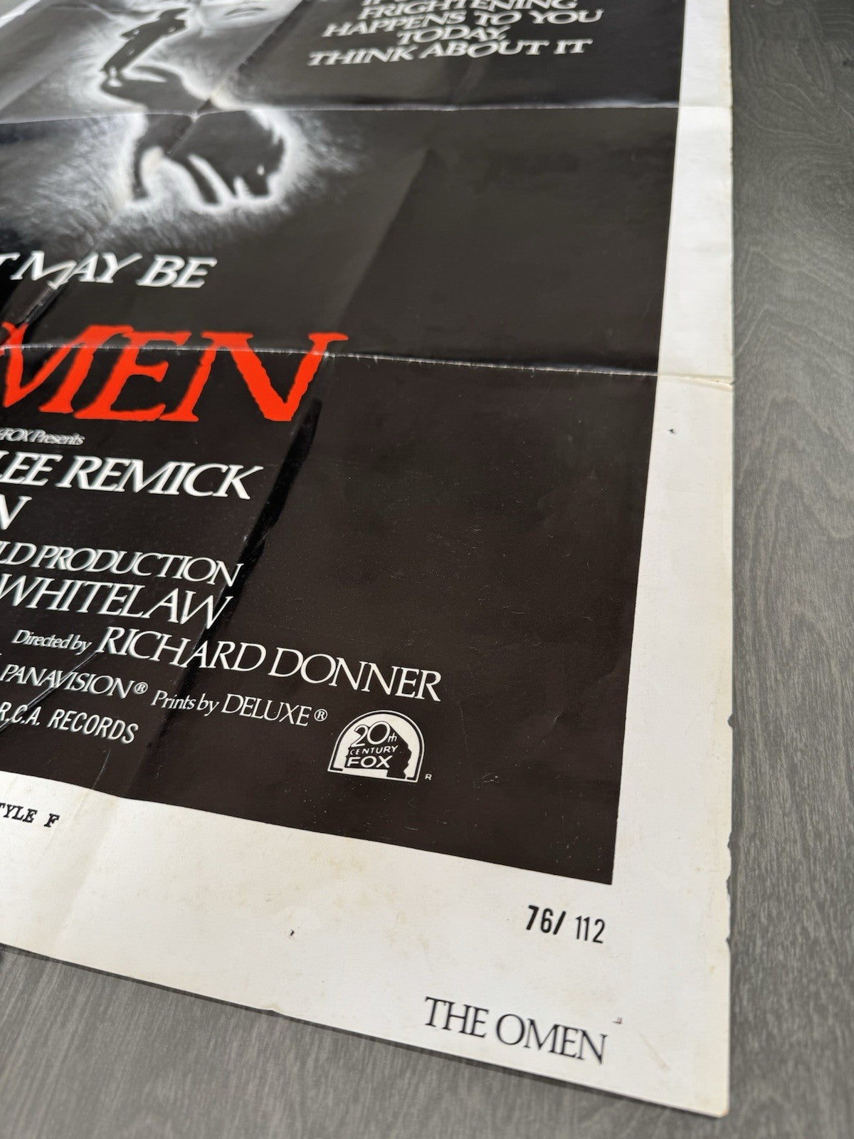The Omen 1976 - Original Movie Poster US One Sheet - Gregory Peck Horror Folded
