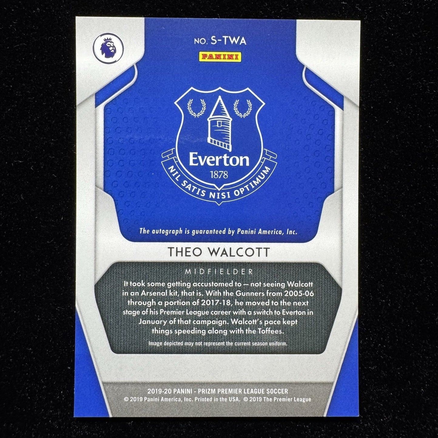 Theo Walcott Prizm Auto S-TWA 2019-20 PaniniEverton Autograph Card
