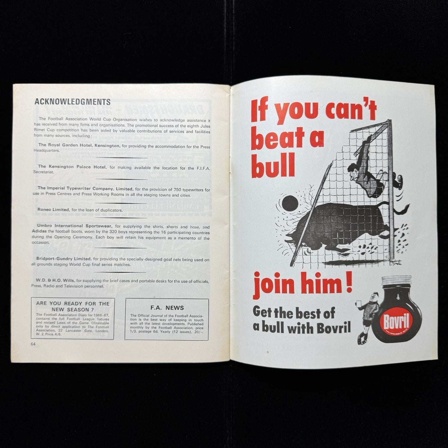 1966 World Cup Final Programme ORIGINAL England v West Germany Clean No Writing