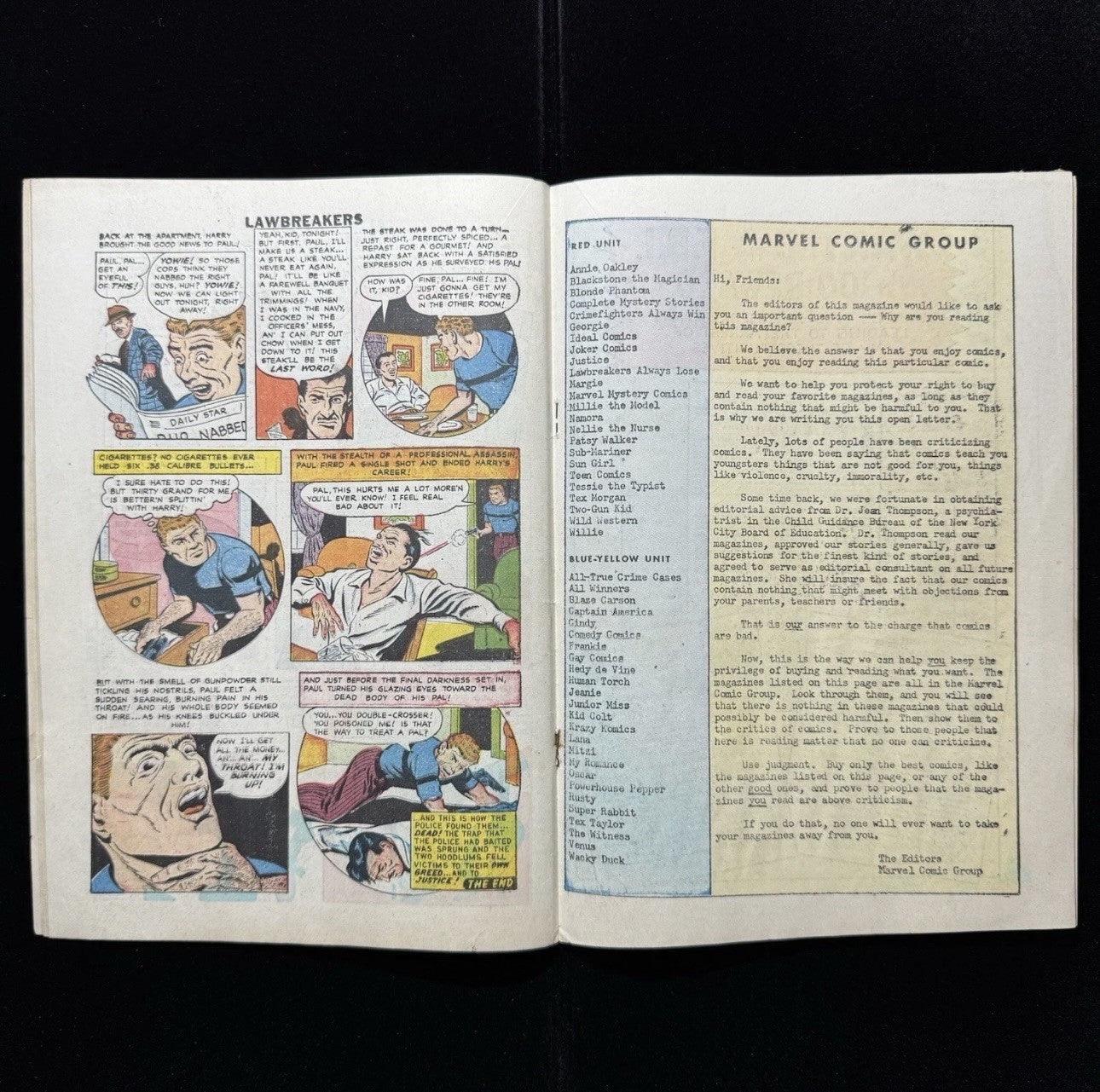 Lawbreakers Always Lose 5 - White Pages - Scarce Golden Age Marvel Comics 1948