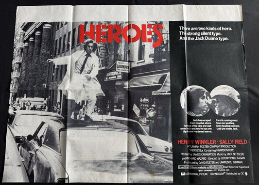 Heroes 1977 Original UK Quad Cinema Poster - Henry Winkler Sally Field