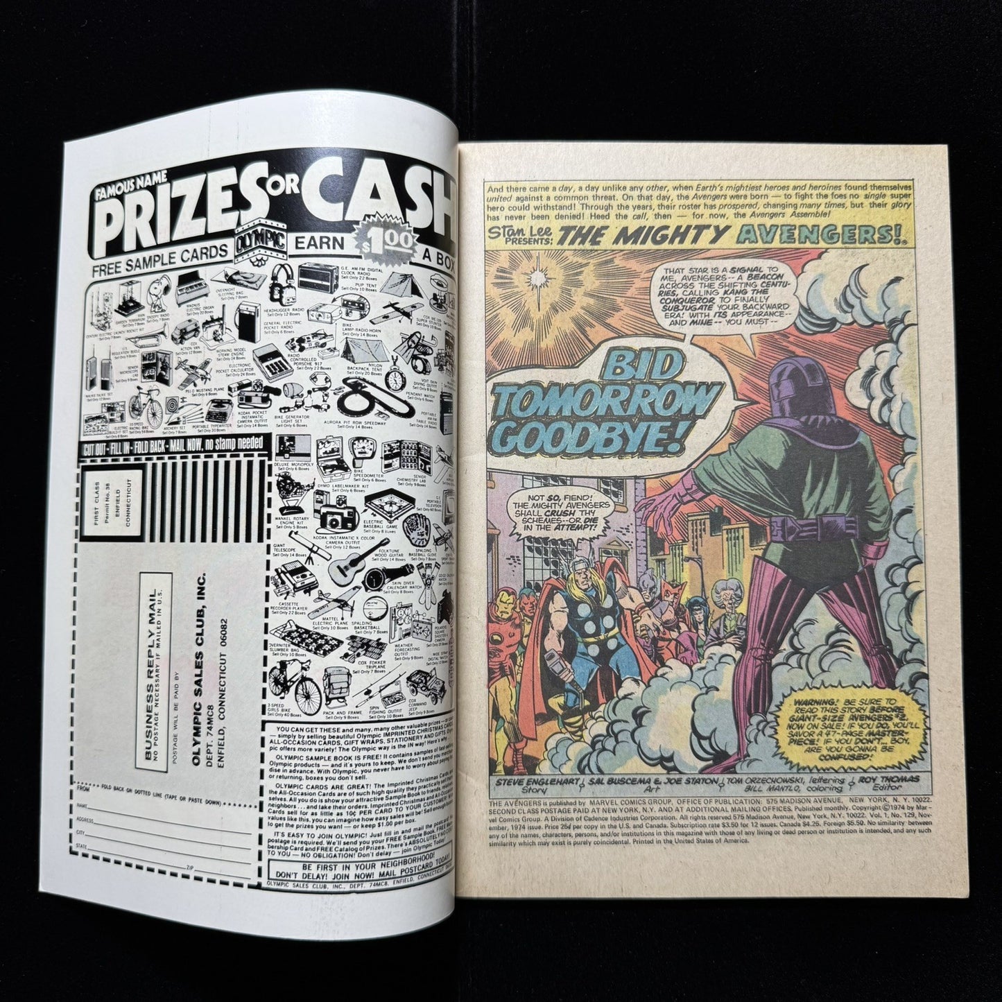 Avengers 129 Mark Jewelers (VERY RARE) - Bronze Age Marvel Comics 1974