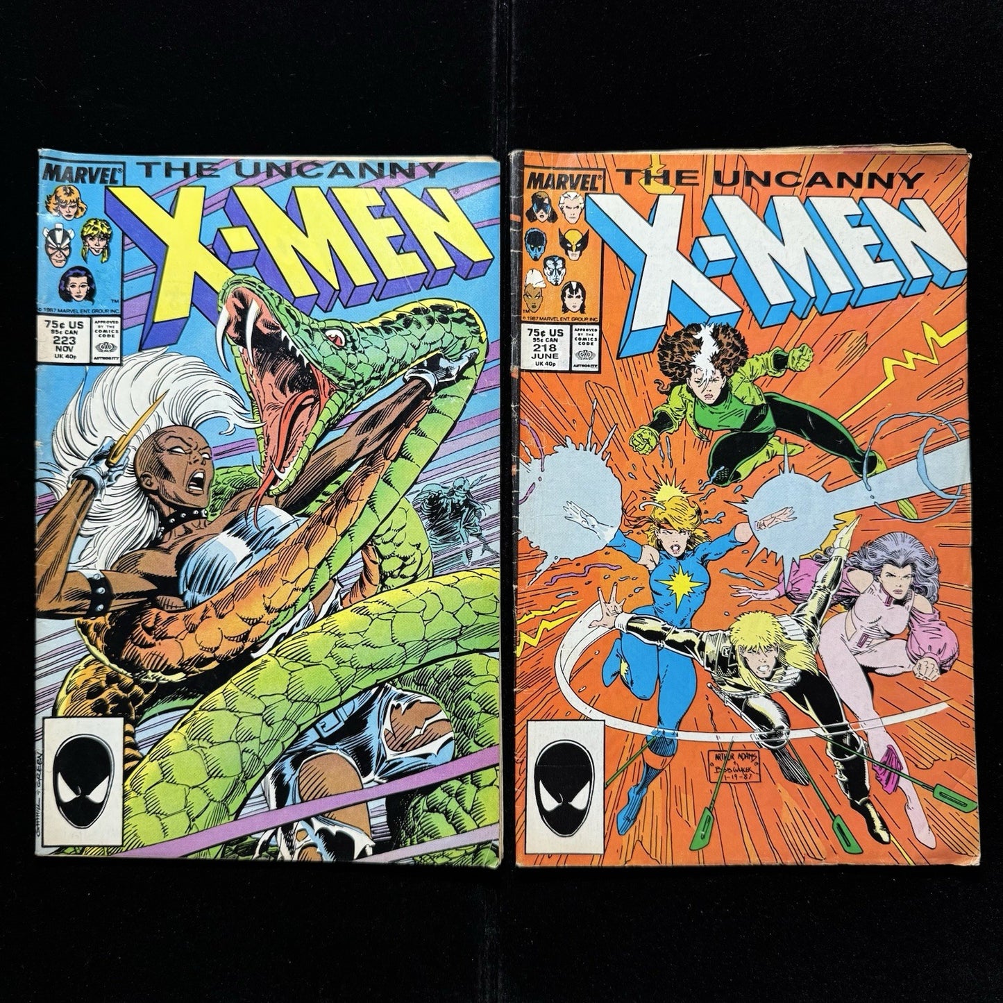 Uncanny X-Men 223 And 218 - Comic Bundle - Copper Age Marvel Comics 1987