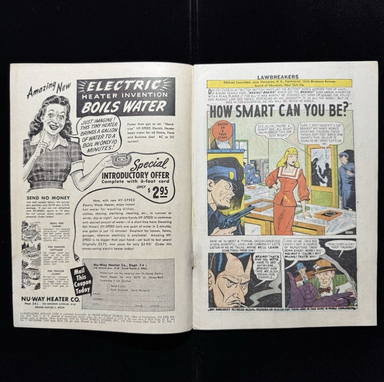 Lawbreakers Always Lose 5 - White Pages - Scarce Golden Age Marvel Comics 1948