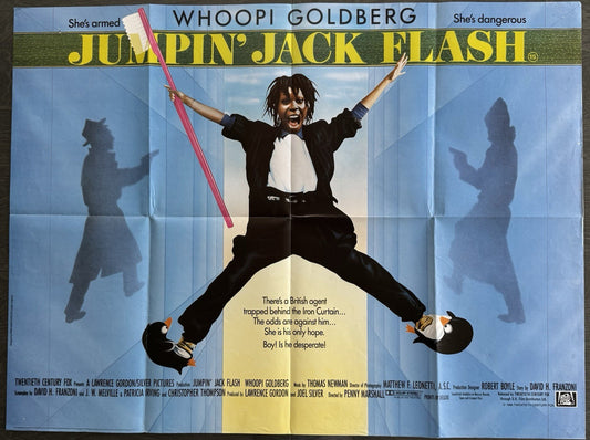 Jumpin’ Jack Flash 1986 - Original UK Quad Poster – Whoopi Goldberg – Folded