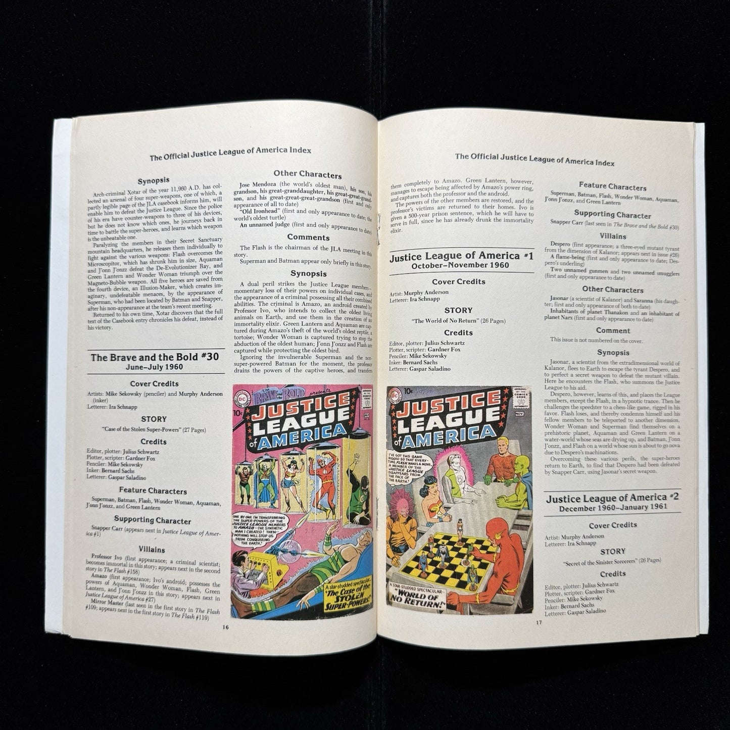 The Official Justice League Of America Index 1 - Copper Age Dc Comics 1986