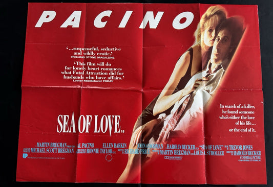Sea of Love 1989 - Original UK Quad Cinema Poster - Al Pacino - Folded