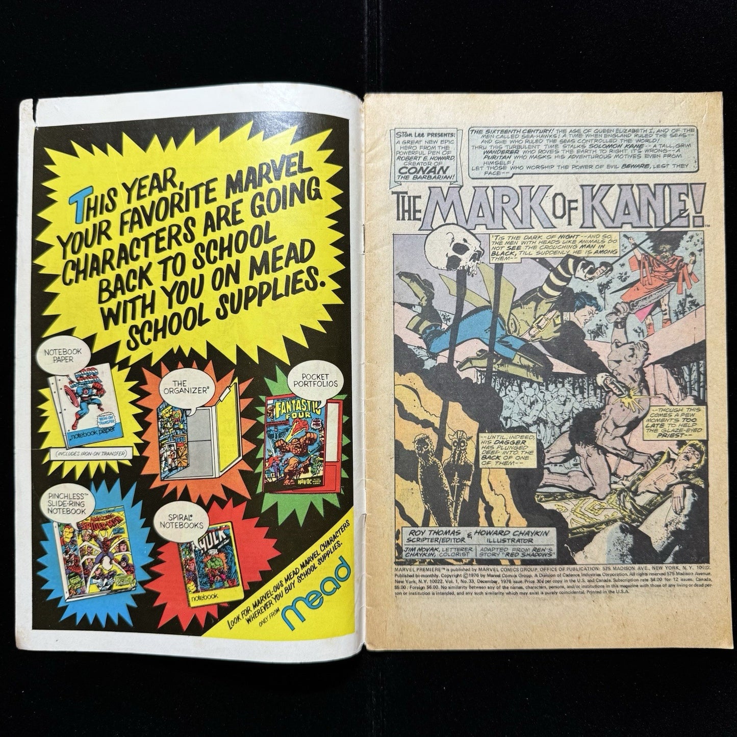 Marvel Premiere 33 - 1st App Of Solomon Kane - Bronze Age Marvel Comics 1976