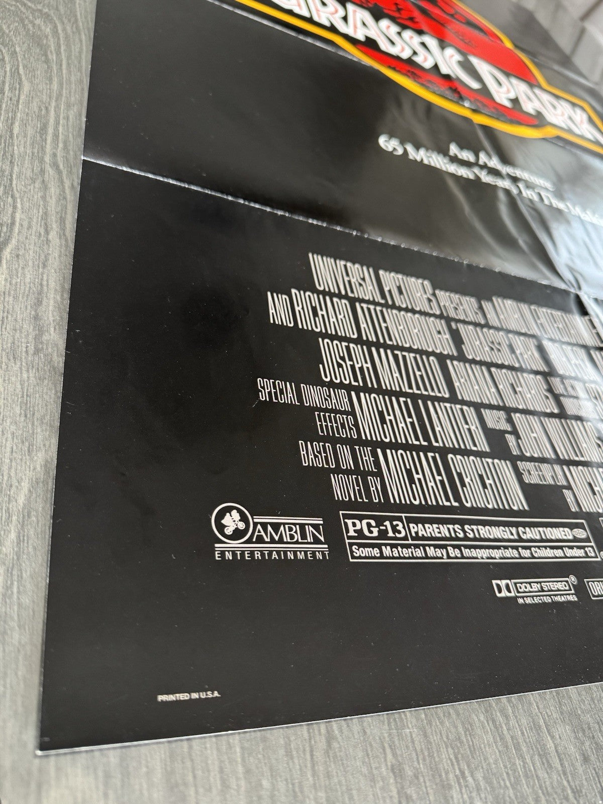 Jurassic Park 1993 - Original US One Sheet Movie Poster Steven Spielberg Folded