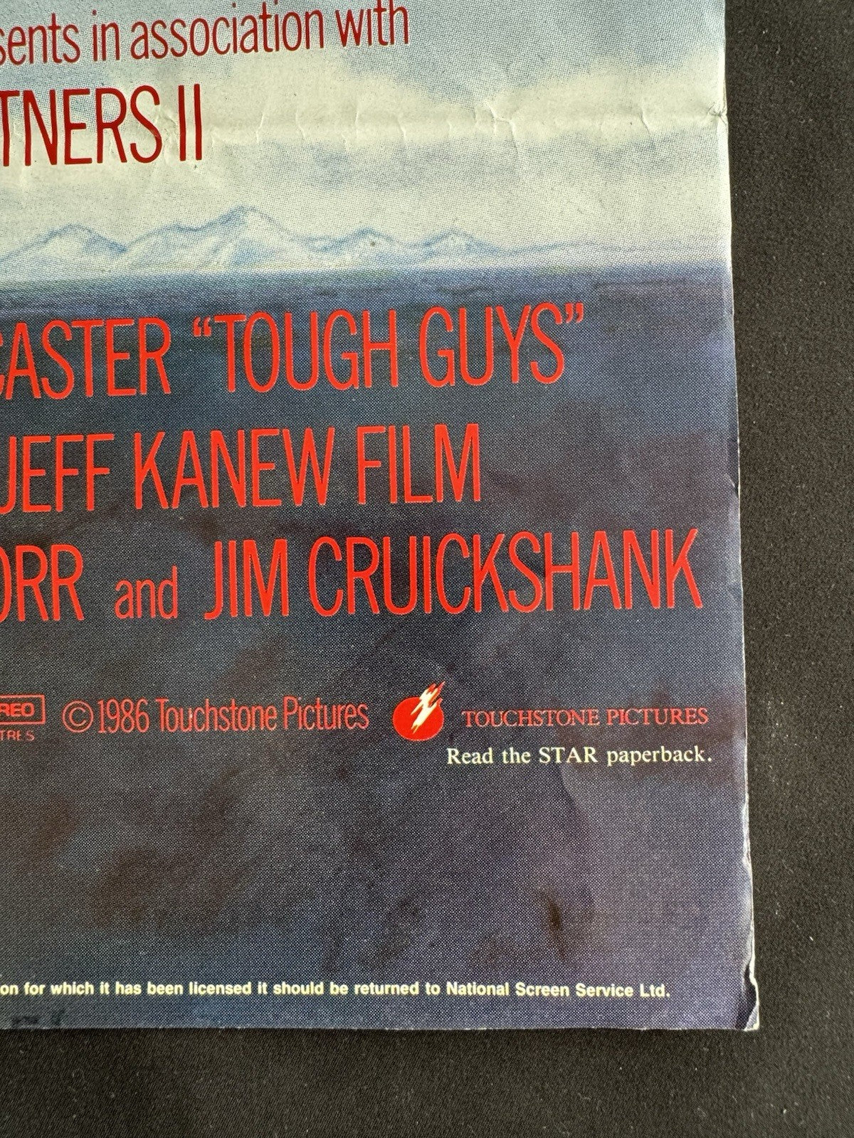 Tough Guys 1986 - Original UK Quad Cinema Poster - Kirk Douglas - Folded