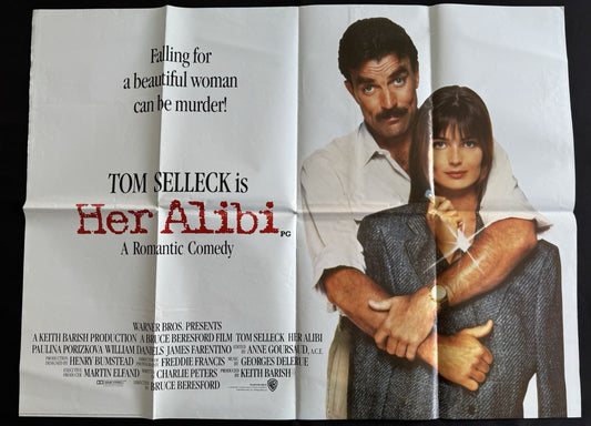 Her Alibi 1989 - Original UK Quad Movie Poster - Tom Selleck - Folded