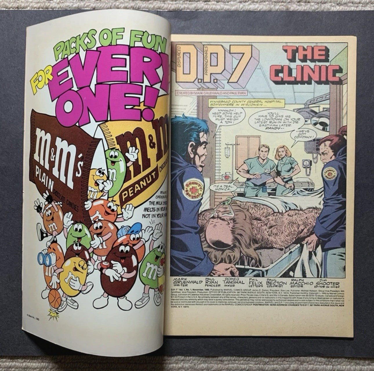 D.P.7 1 - 1st Team Appearance Of D.P.7 - Copper Age Marvel Comics 1986