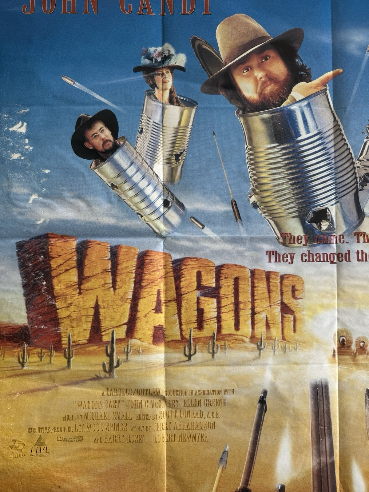 Wagons East 1994 Original UK Quad Poster John Candy - Western Comedy - Folded
