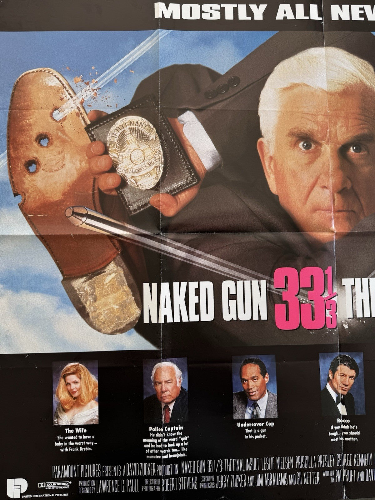 Naked Gun 33⅓ The Final Insult (1994) Original UK Quad Poster - Folded - Vintage