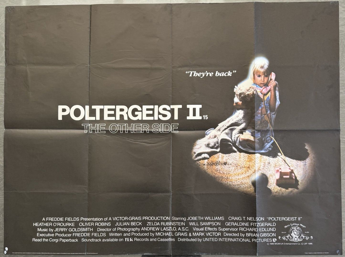 Poltergeist II The Other Side 1986 - Original UK Quad Poster - Horror - Folded