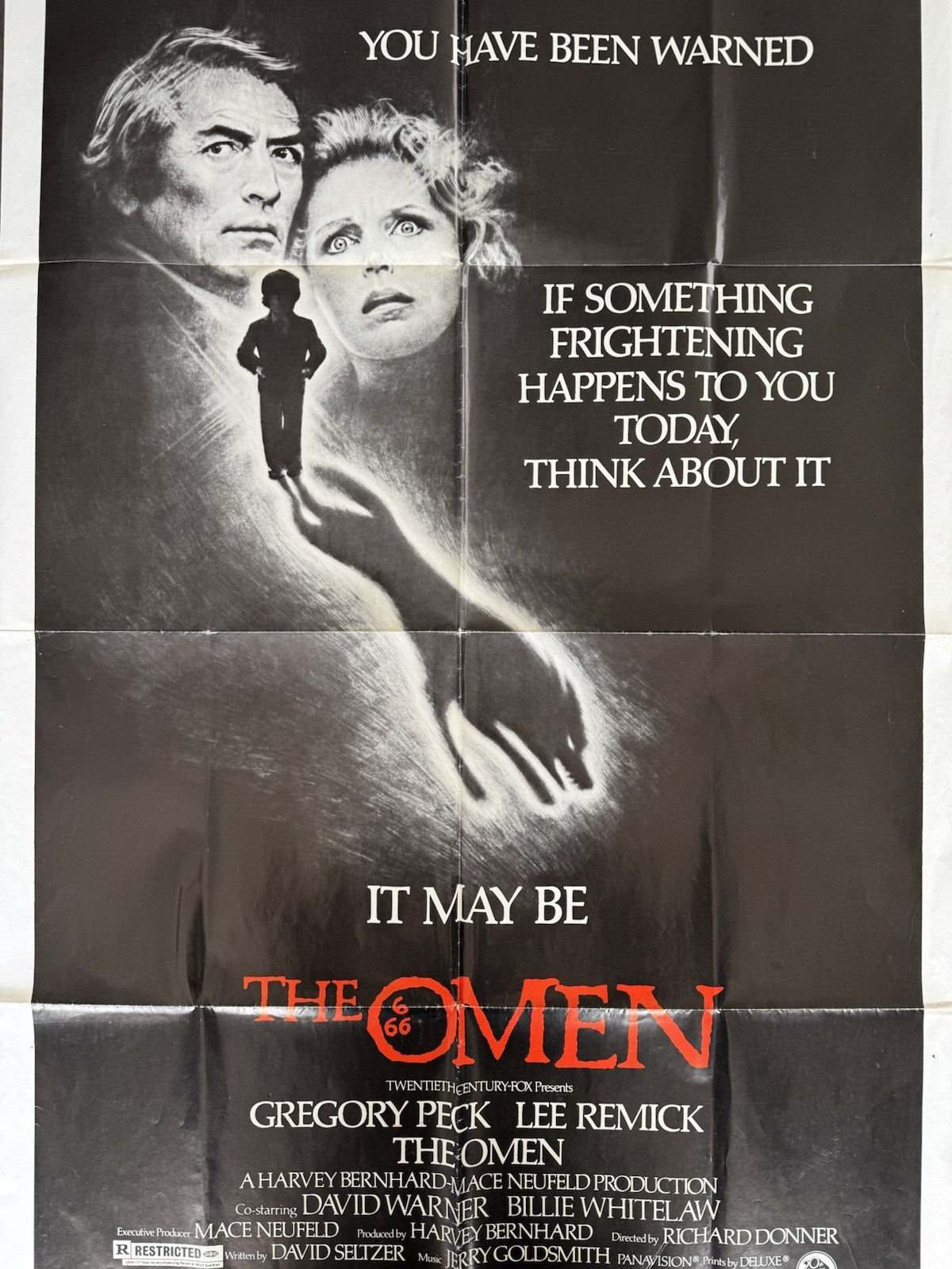 The Omen 1976 - Original Movie Poster US One Sheet - Gregory Peck Horror Folded
