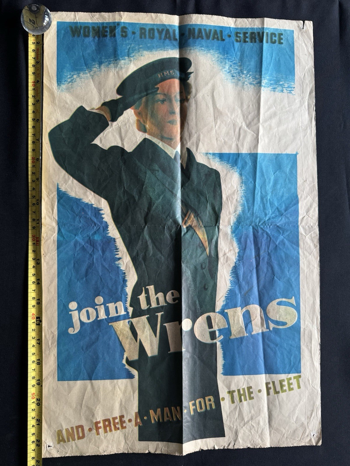 Join The Wrens WRNS Recruitment Poster Believed Original WW2 Era Propaganda