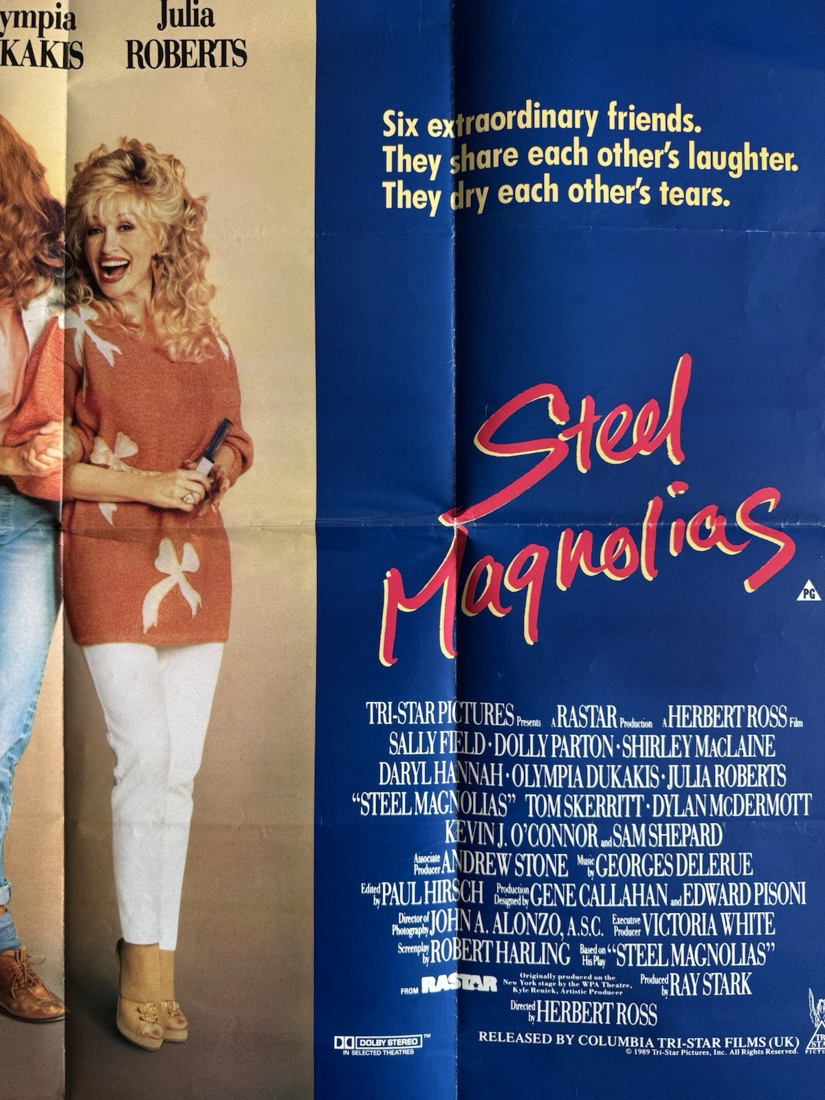 Steel Magnolias 1989 Original UK Quad Poster - Dolly Parton Sally Field - Folded