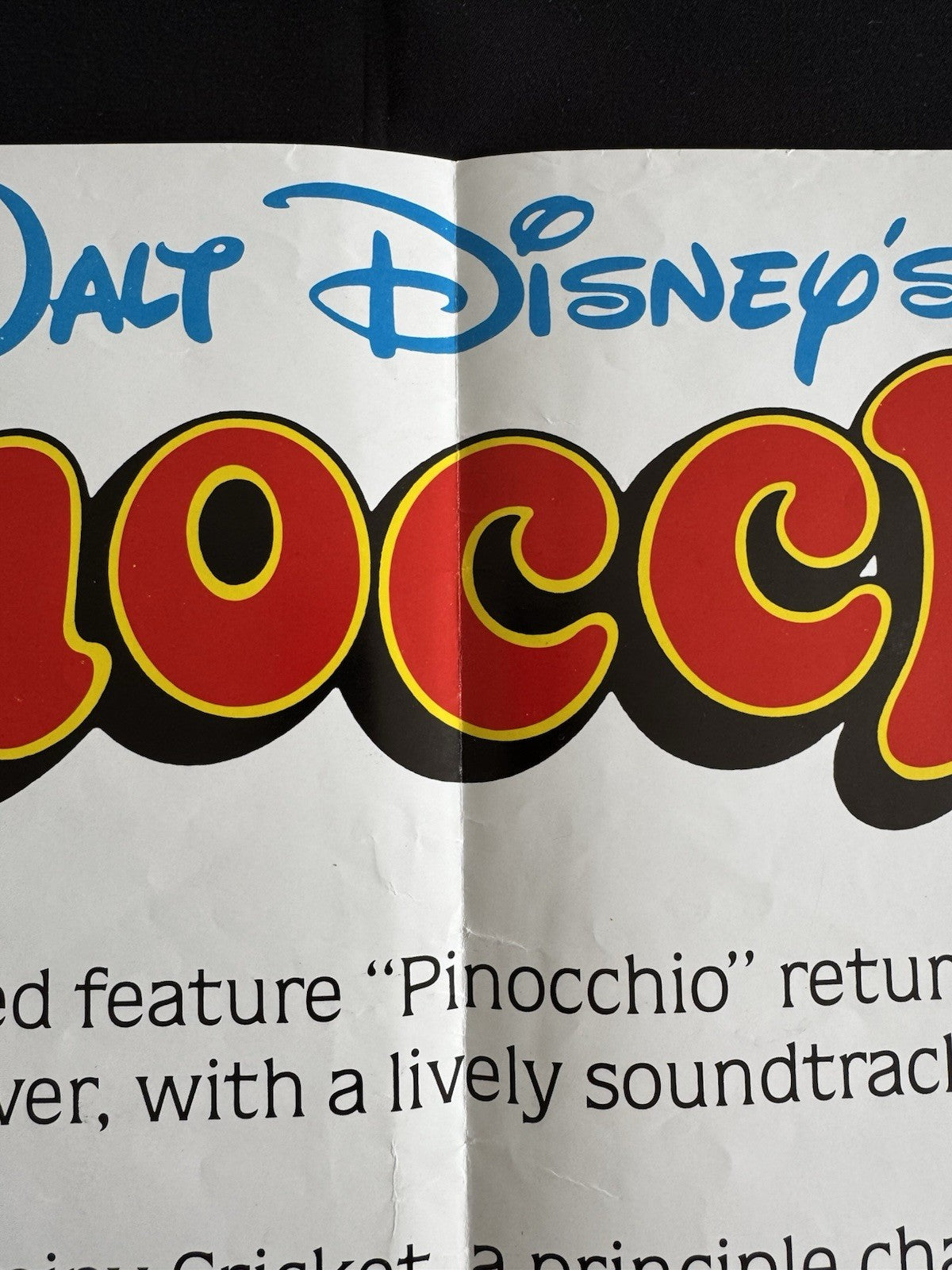 Walt Disney's Pinocchio and Gummi Bears 1986 - Original UK Quad Cinema Poster