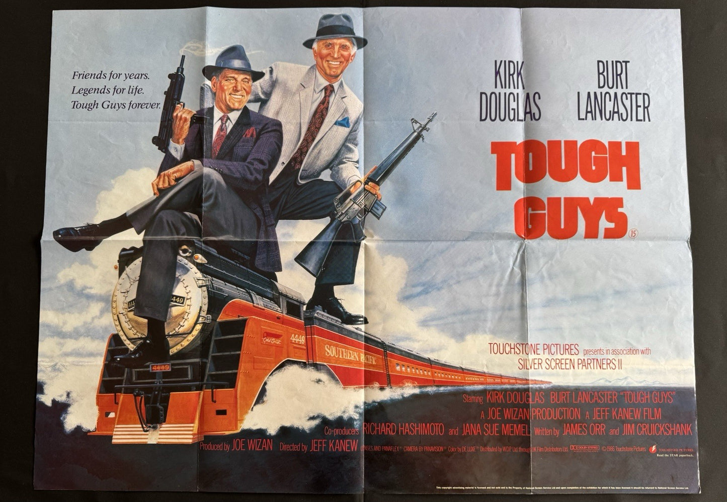 Tough Guys 1986 - Original UK Quad Cinema Poster - Kirk Douglas - Folded