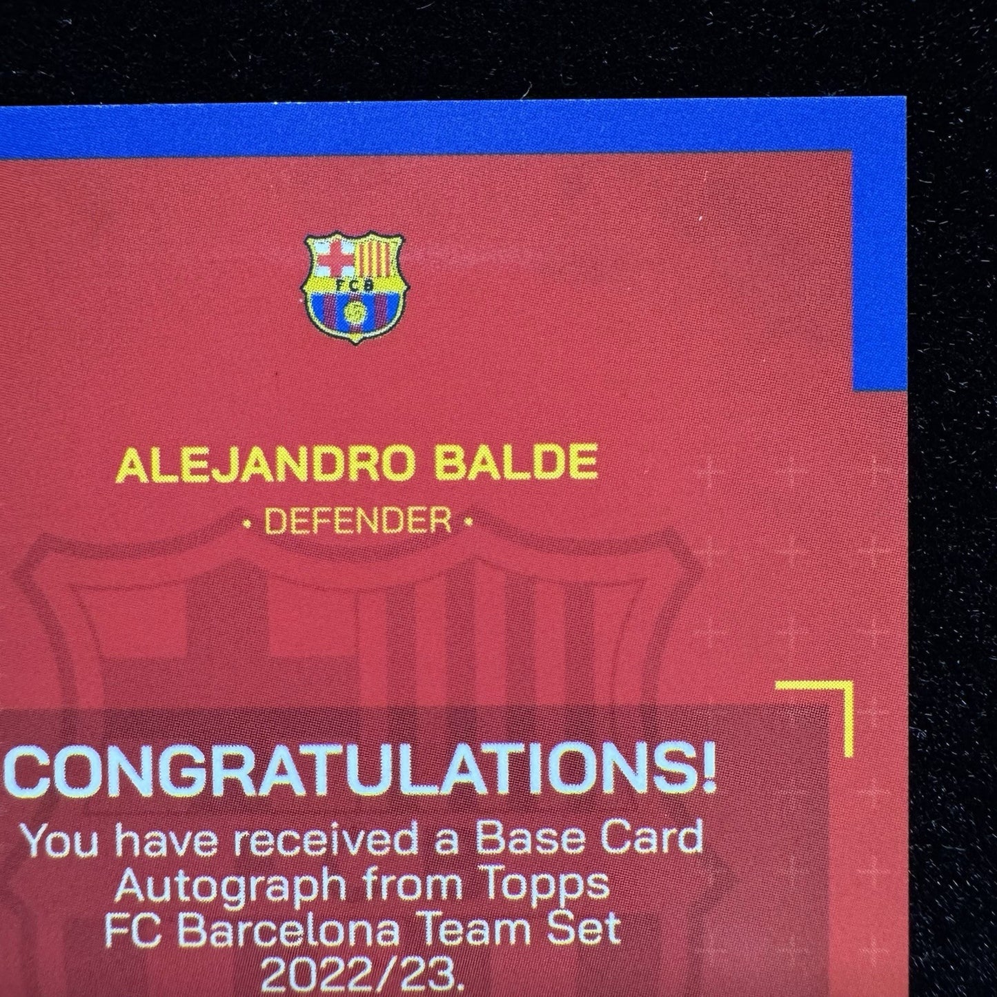 Alejandro Balde Auto AU-AB 2022-23 Topps FCBarcelona Autograph Card
