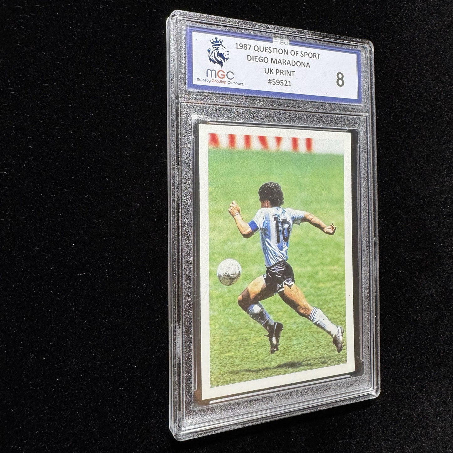 1987 Question of Sport Diego Maradona UK PrintMGC 8 Graded Card