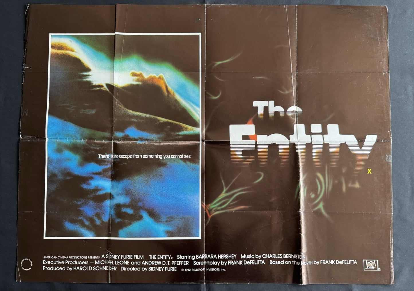 The Entity 1982 - Original UK Quad Cinema Poster - Horror Classic - Folded