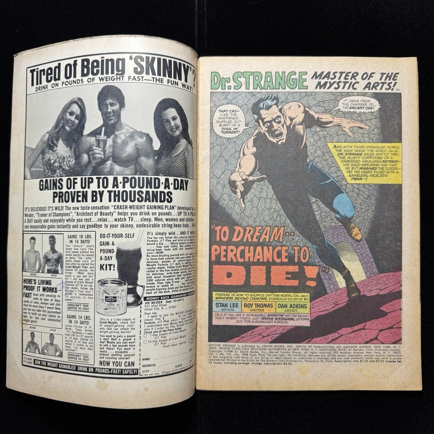 Doctor Strange 170 - 1st Cover App Of Nightmare - Silver Age Marvel Comics 1968