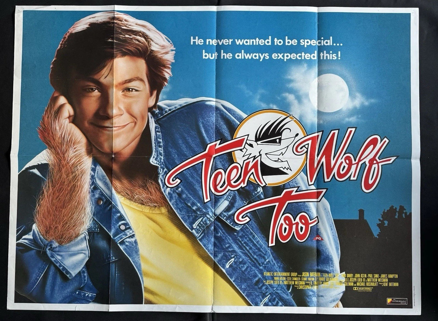 Teen Wolf Too 1987 Original UK Quad Cinema Poster Jason Bateman - Folded