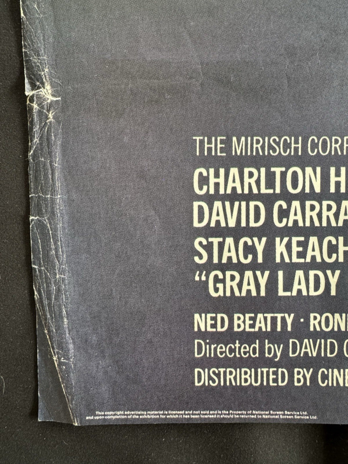 Gray Lady Down 1978 - Original UK Quad Cinema Poster - Charlton Heston - Folded