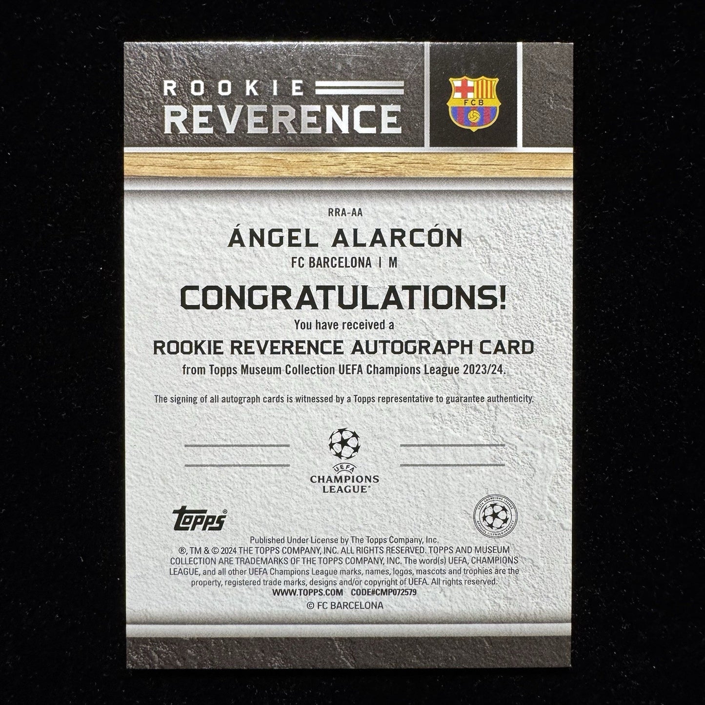 Ángel Alarcón Rookie Auto & Numbered RC Lot Barcelona Topps Museum Merlin
