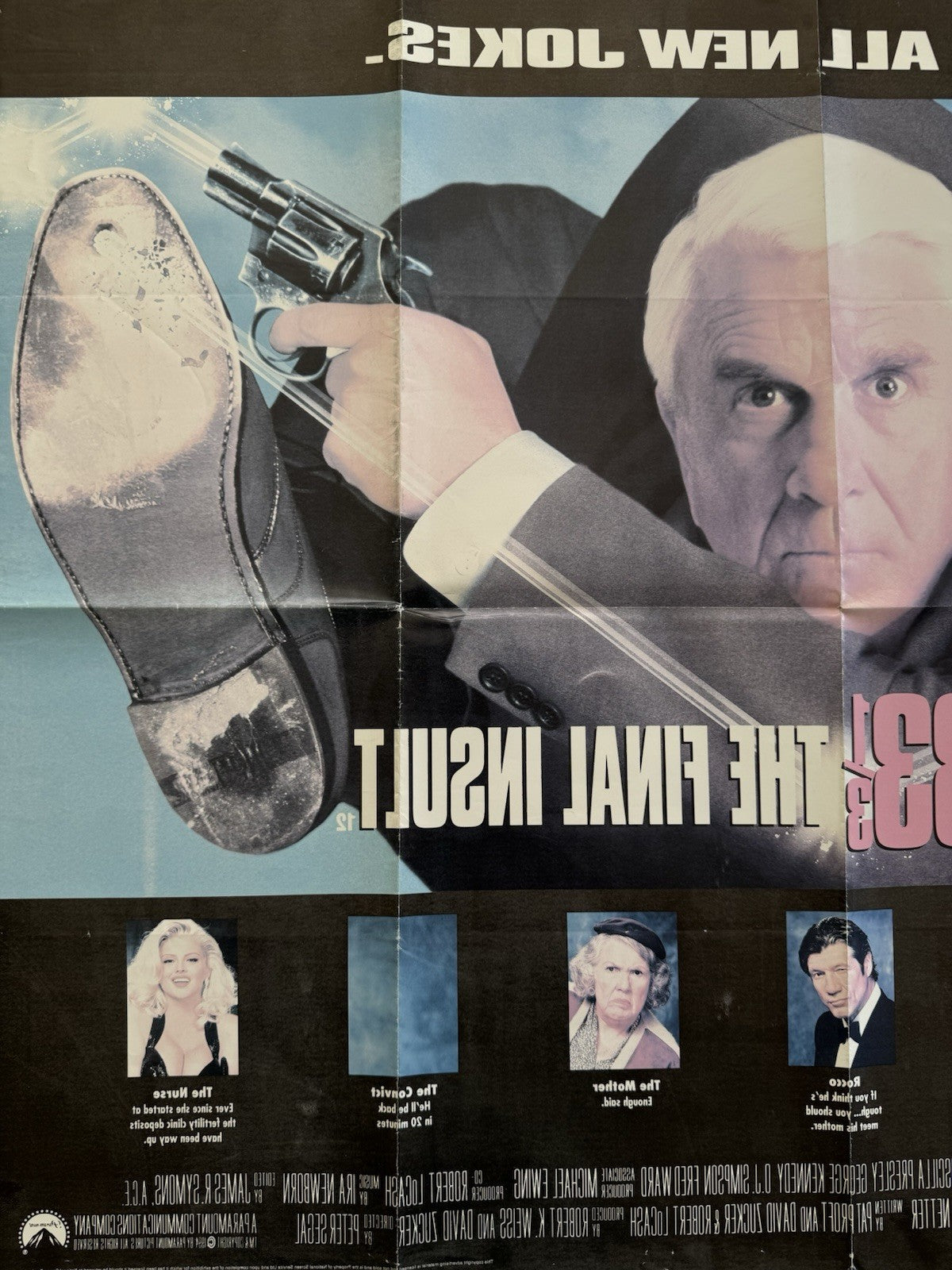 Naked Gun 33⅓ The Final Insult (1994) Original UK Quad Poster - Folded - Vintage