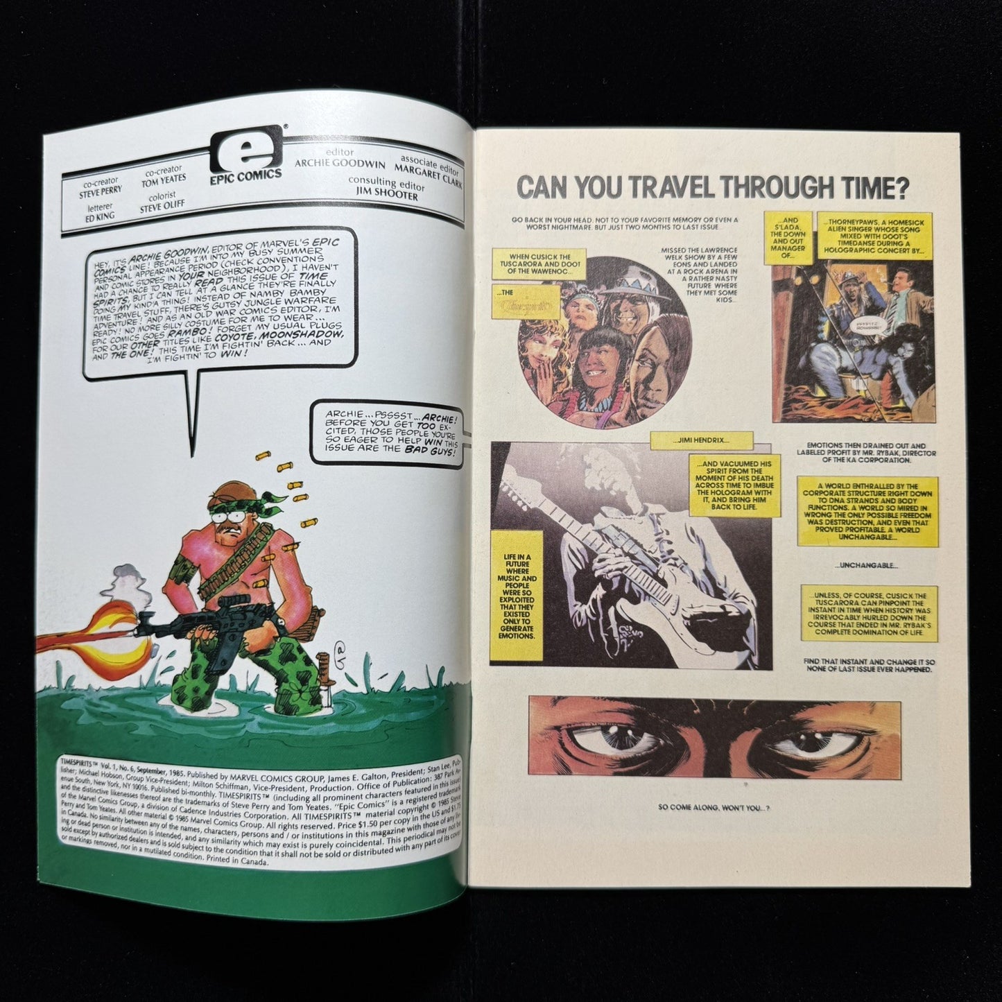 Timespirits 6/ Copper Age Epic/Marvel Comics 1984/ 9.4