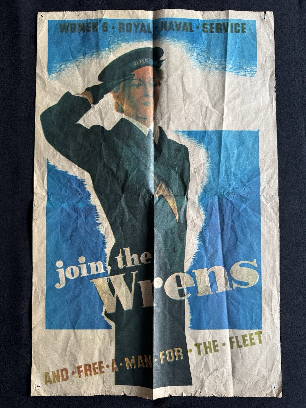 Join The Wrens WRNS Recruitment Poster Believed Original WW2 Era Propaganda